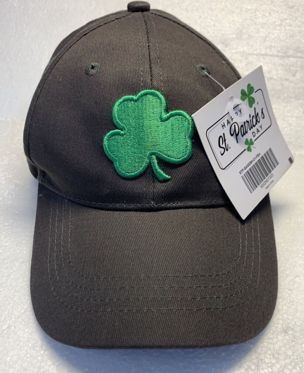 Shamrock Clover Strapback Adjustable Hat Cap St Patricks Day Irish Black Green